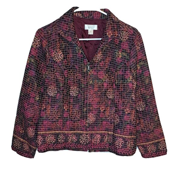 Christopher & Banks Women’s Large Petite Purple Pink Blazer  ART TO WEAR - Picture 1 of 6